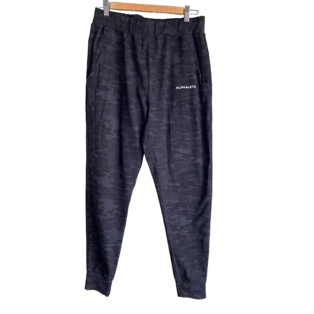 Alphalete Joggers Mens Large Camo Premium Black Active Gym Straight Performance